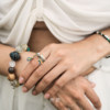 SERENESS pastoral pastoral graffiti ring (wide) sterling silver original design open ring silence