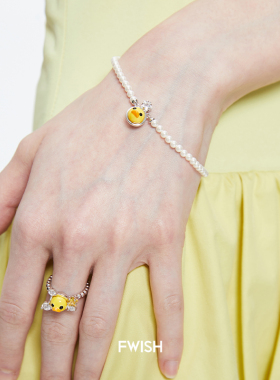 FWISH925银小黄鸭头五星宝石手链