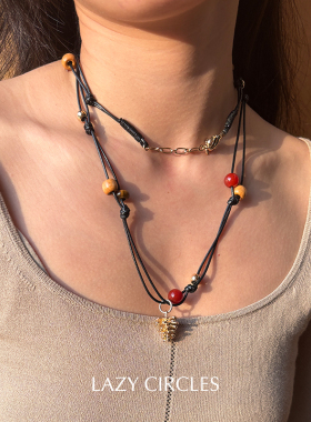 幸运松果吊坠腰链项链