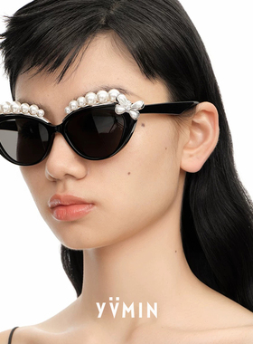 YVMIN尤目猫眼蝴蝶结珍珠墨镜