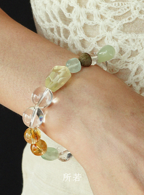 SERENESS所若 雨露煮茶水晶手链 原创小众设计气质简约手串 默叙