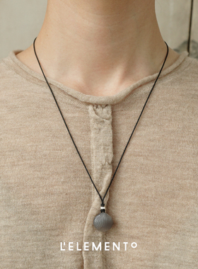 L'ELEMENTO和田玉贝壳编绳项链