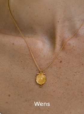 编织纹理金币吊坠项链