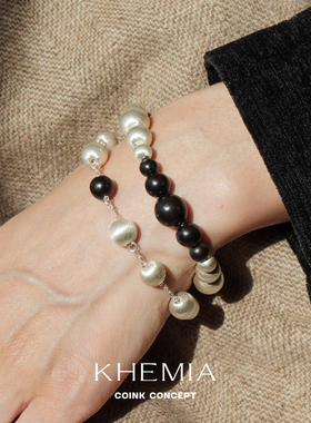 KHEMIA黑檀木黑白双色珠手链