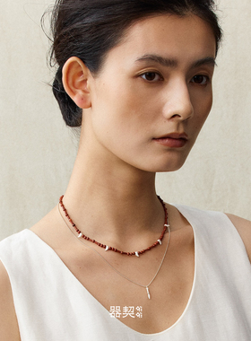 QIQI器契叶尖串珠双层项链