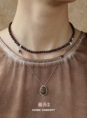 QIQI器气子石乌金纯银串珠项链