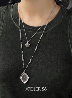 ATELIERSO棱形贝母怀表项链