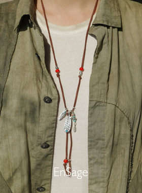 青羽结纯银绿松石吊坠项链