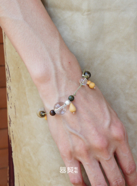 QIQI器契 x 默叙 大丰年纯银抽绳手链 原创设计乌金黄杨水晶手串