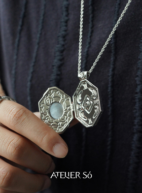 ATELIERSO黑贝母白水晶怀表项链