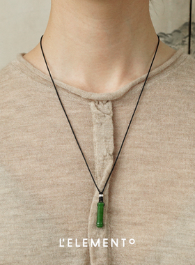 L'ELEMENTO和田玉竹节编绳项链