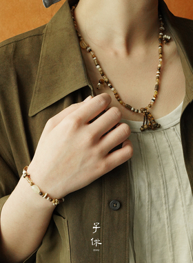 ZIXIU子休 旅人地图项链 沉香串珠高级质感原创设计小众礼物 默叙