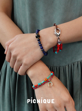 PICNIQUE 丛林植物园琉璃松石串珠手链 原创小众设计度假串饰默叙