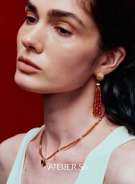 ATELIERSO倪索 扇形红玛瑙串珠项链 原创设计师高级感锁骨链 默叙
