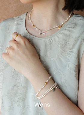 WENS 种子新叶珍珠手链 原创小众设计师度假感腕饰 默叙