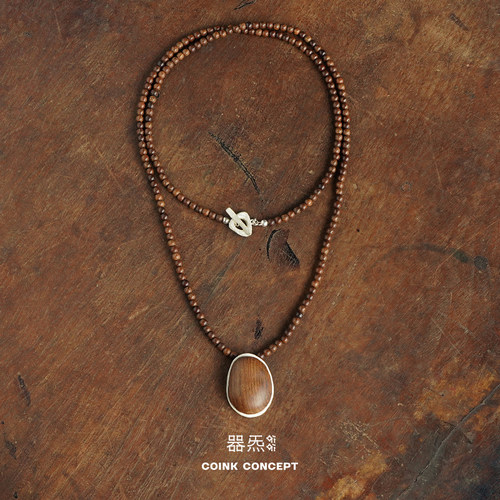 QIQI器契 轮廓乌金纯银长项链 原创小众设计手工质感毛衣链 默叙 - 图0