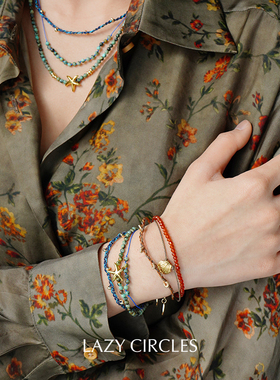 多层海星蓝色绿松石编织项链