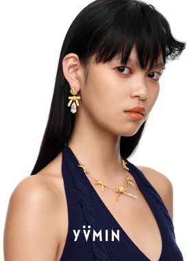 YVMIN尤目x SHUSHUTONG 织物铸造蕾丝蝴蝶结锁骨链 原创设计项链