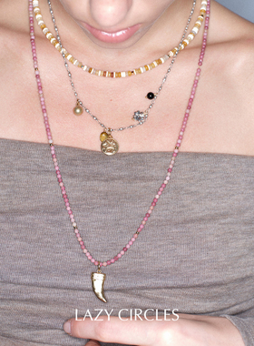 彩色石角长项链毛衣链