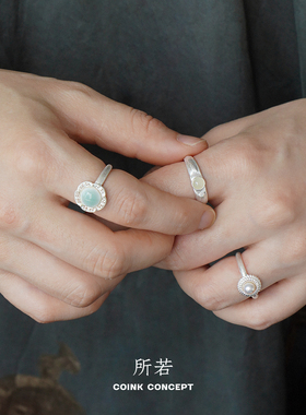 所若玉潭和田玉纯银戒指