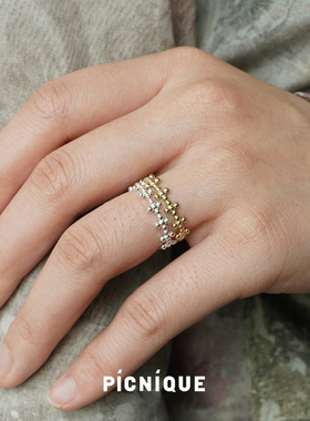 纯银精致小十字圆珠细戒指