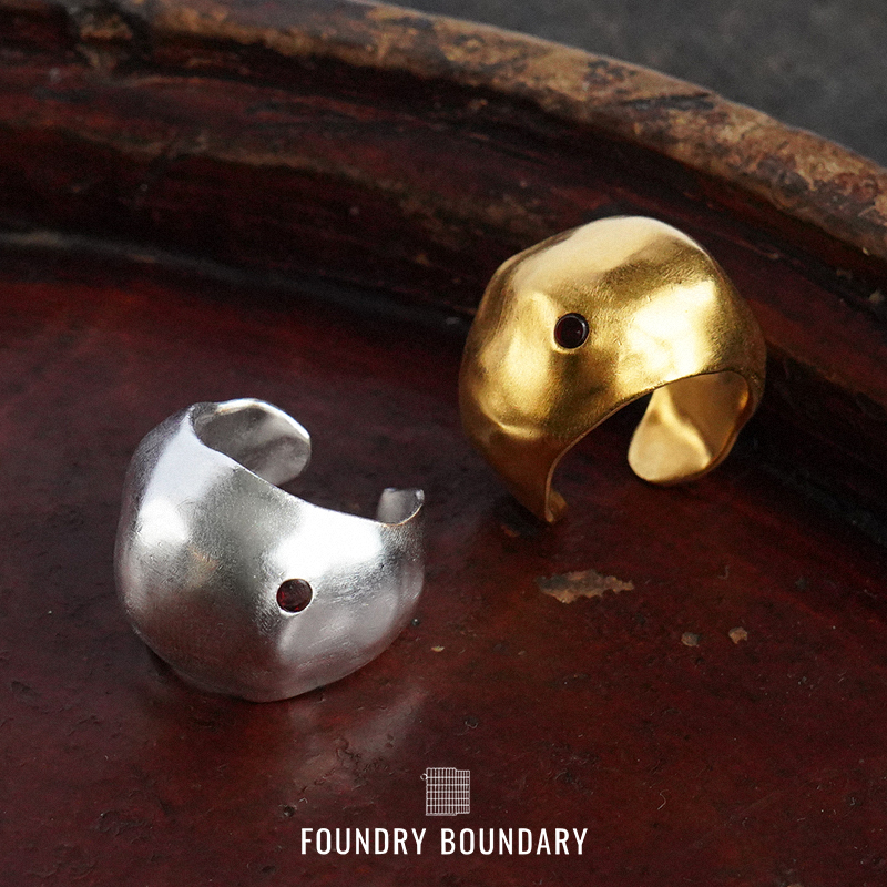 FOUNDRY BOUNDARY 石榴皮戒指 纯银原创小众设计师开口戒 默叙 - 图0