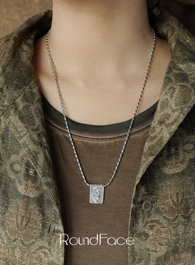 ROUNDFACE Scroll卷轴铭文银色项链 原创设计师小众复古吊坠 默叙