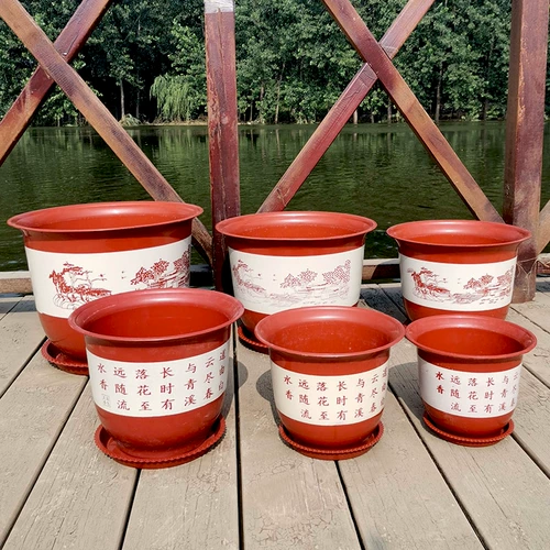 Ретро пластиковый керамический очень большой прочный цветочный горшок, увеличенная толщина