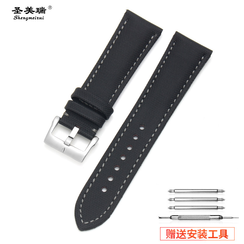 适配宝珀五十寻噚尼龙5000帆布表带 圣美瑞配件