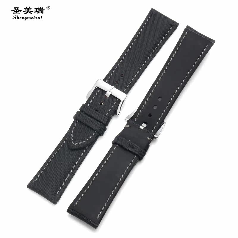 适配宝珀五十寻噚尼龙5000帆布表带 圣美瑞配件