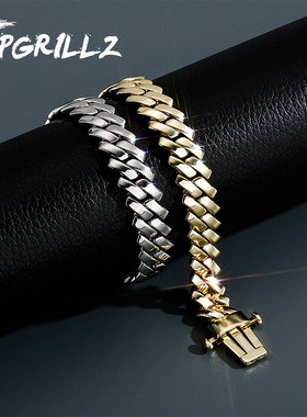 TOP菱形不锈钢古巴链男女街头