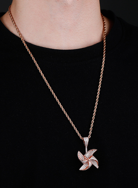 INS可旋转风车彩钻吊坠抖音同款