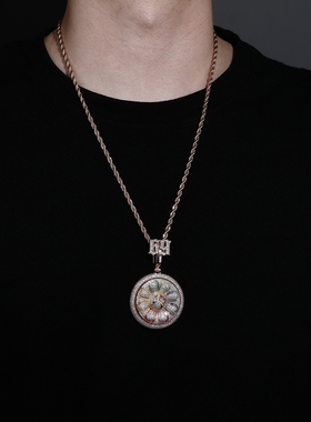 小众欧美旋转七彩恶魔花朵吊坠