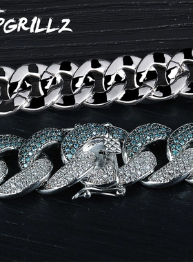古巴欧美风锁链微镶满锆石手环