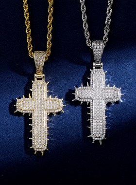 TOP男女仙人掌十字架国潮项链