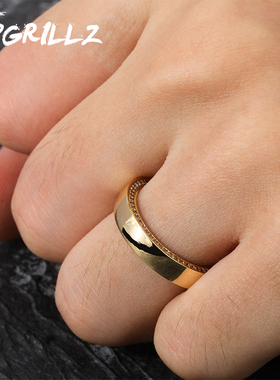 欧美925纯银爆款情侣对戒镀金戒指嘻哈男女简约吊坠链锆石指环