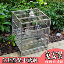 Square Plus Coarse Stainless Steel Bird Cage Large Special Parrot Cage Villa Metal Bird Cage Son Octao Square Cage 304