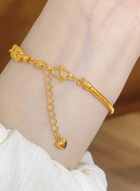 金包银五帝钱手链女士爆闪钱多多碎碎冰钱币手串送女友