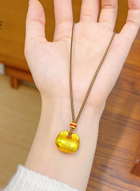 金包银小胖福坨吊坠项链坨坨福字实心毛衣链送女友礼物