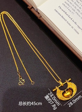 金包银古法平安锁吊坠挂坠实心平安无事牌项链