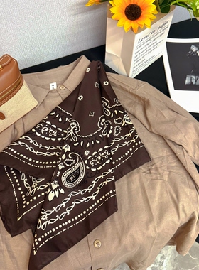 杭州丝巾腰果花新款仿真丝缎面大方巾女春秋百搭装饰领巾欧美