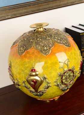 彩黄铜吉祥八宝桌面装饰摆件居