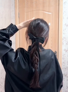 黑色复古蝴蝶结发夹高级感夹子