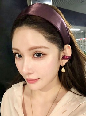 静奢大气！花三三同款2026新款紫色缎面高颅顶宽边发箍女洗脸头箍