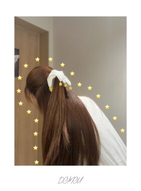 星星说晚安法式星星2026新款缎面方巾发圈高级小众少女半扎发头绳