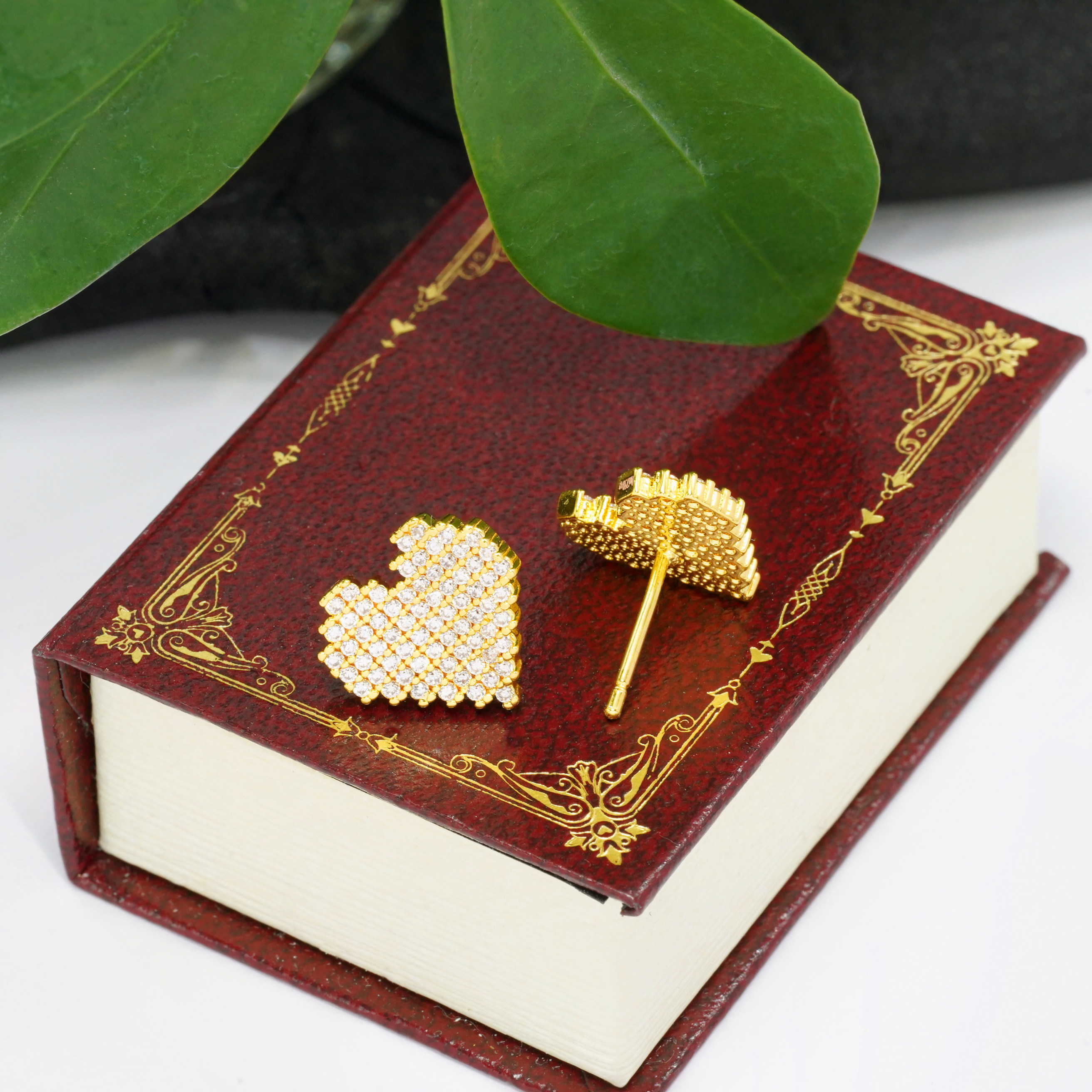 美菲品牌18k金爱心微镶耳钉女款轻奢洋气小巧耳饰不脱模WT0492,淘宝优惠券,粉丝福利购,淘宝优惠卷