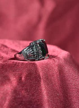 钛钢戒指大气婚纱配饰人工宝石