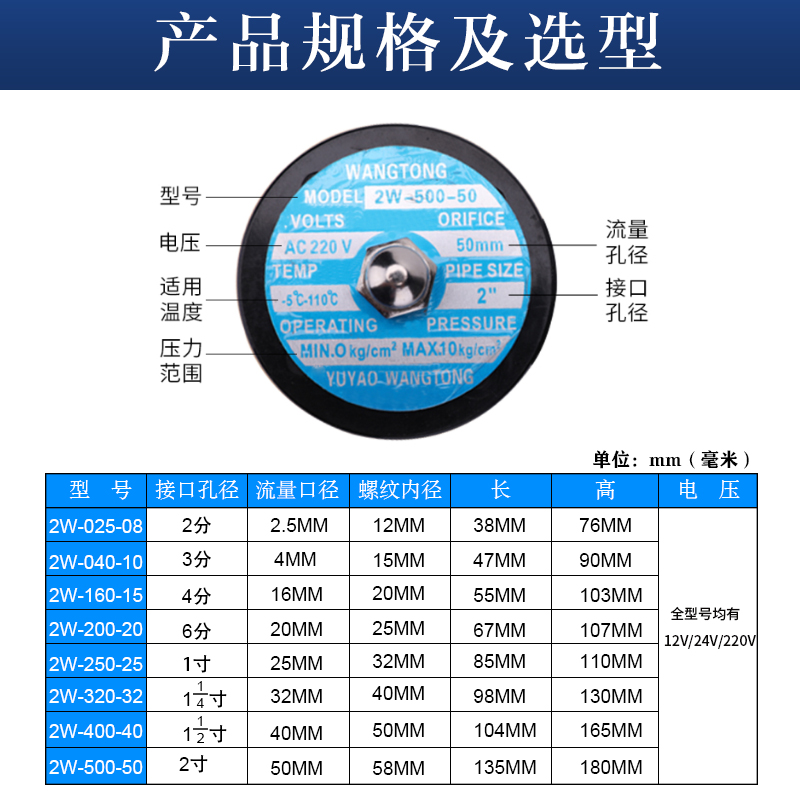 常开电磁阀控制水阀铜开关AC220V气阀DC24VDC12V 2分3分4分6分1寸 - 图2