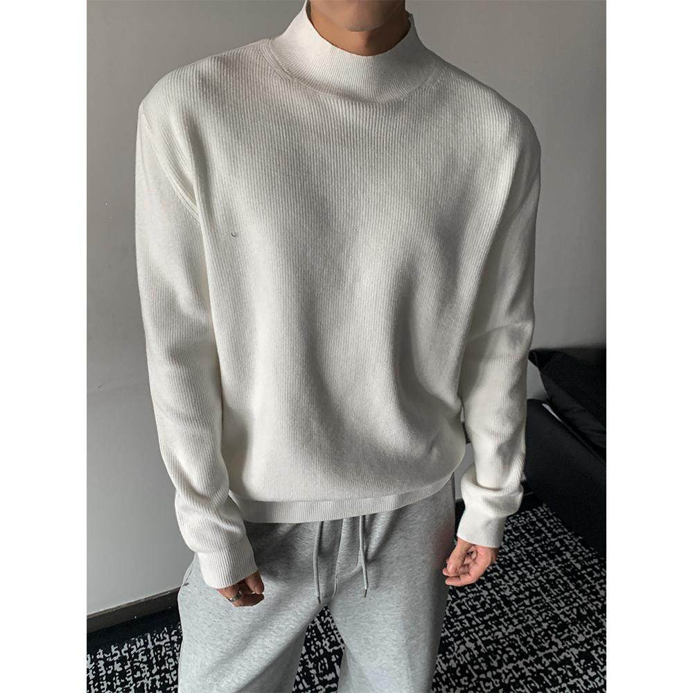 THREENINE 简约高级感针织半高领套头毛衣男秋冬纯色打底衫内搭潮,淘宝优惠券,粉丝福利购,淘宝优惠卷