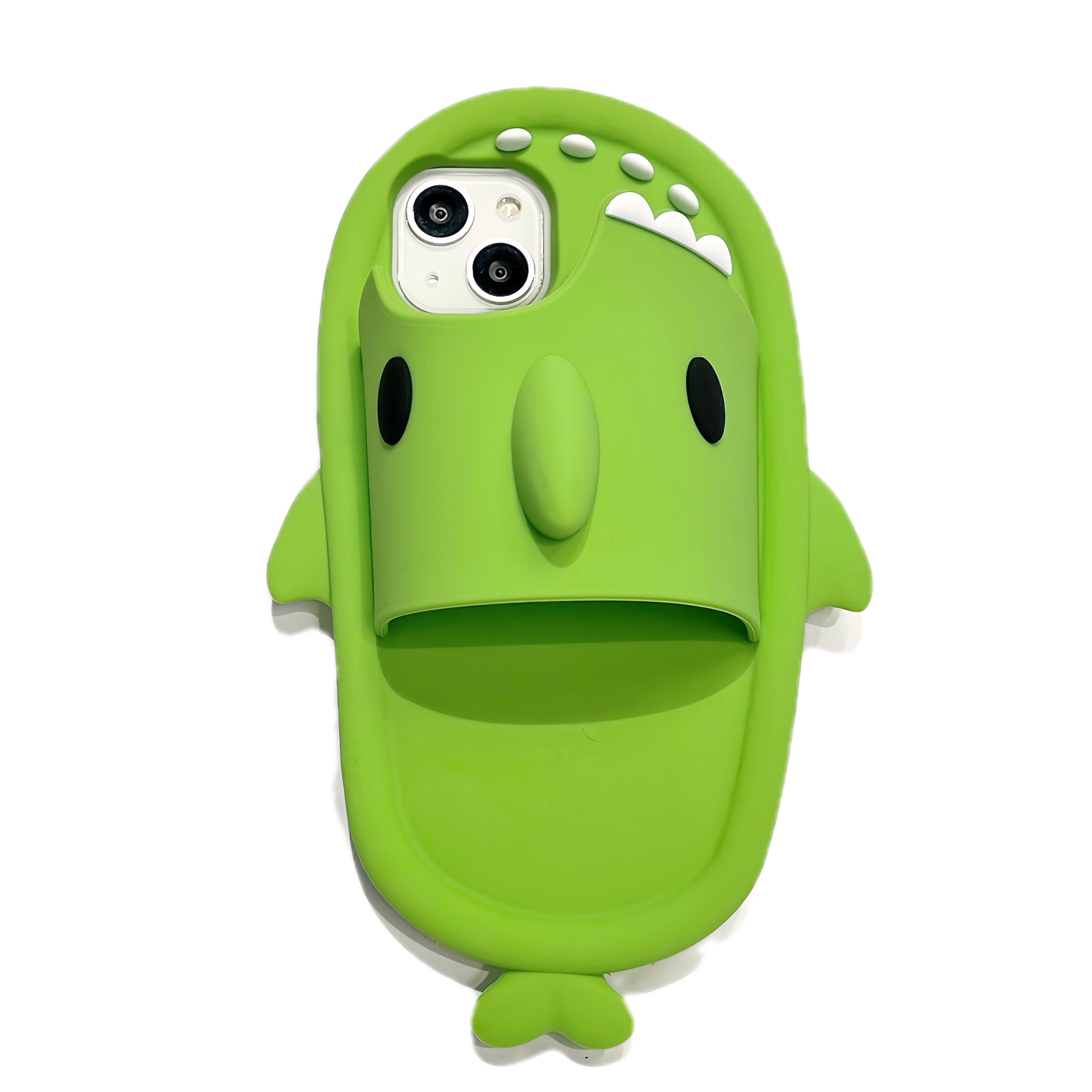 卡通可爱绿色鲨鱼拖鞋适用iPhone14promax手机壳14pro新款苹果13硅胶12创意11小众全包防摔保护套14女款,淘宝优惠券,粉丝福利购,淘宝优惠卷